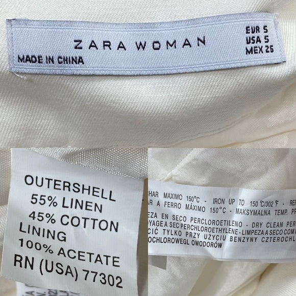 Zara Women’s White Cotton Linen Belted Pleated Midi Skirt with Pockets + Slit S - Picture 6 of 13
